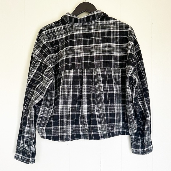 TALULAH Cropped Thick Flannel Black White Medium - Picture 2 of 5
